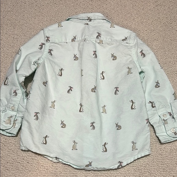 Janie and Jack, boys Mint Green Bunny Print Shirt - Picture 5 of 5